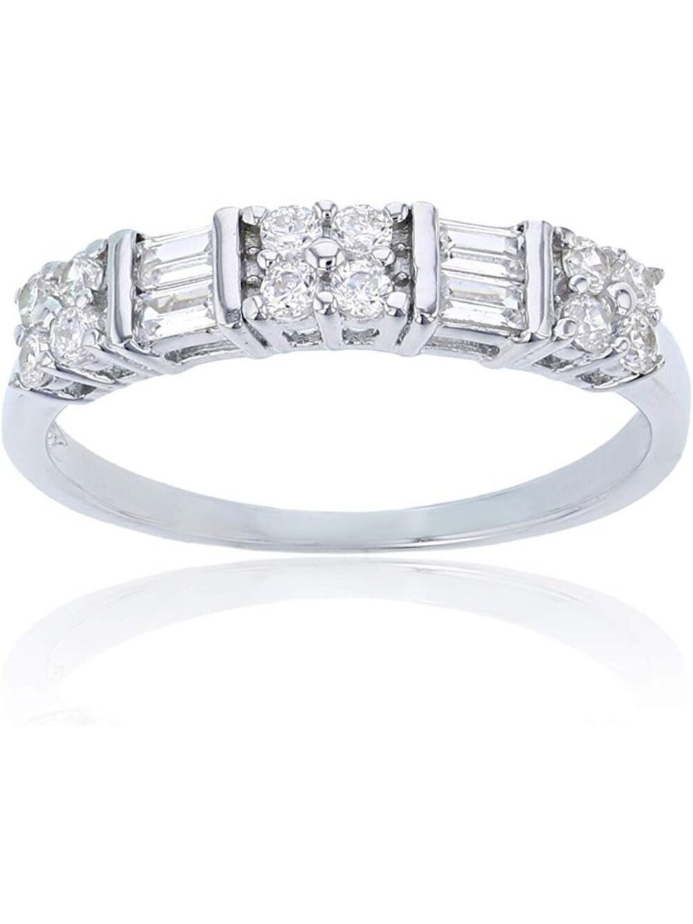 Stunning Sterling Silver Cubic Zirconia Anniversary Band Ring | Sizes 6-9